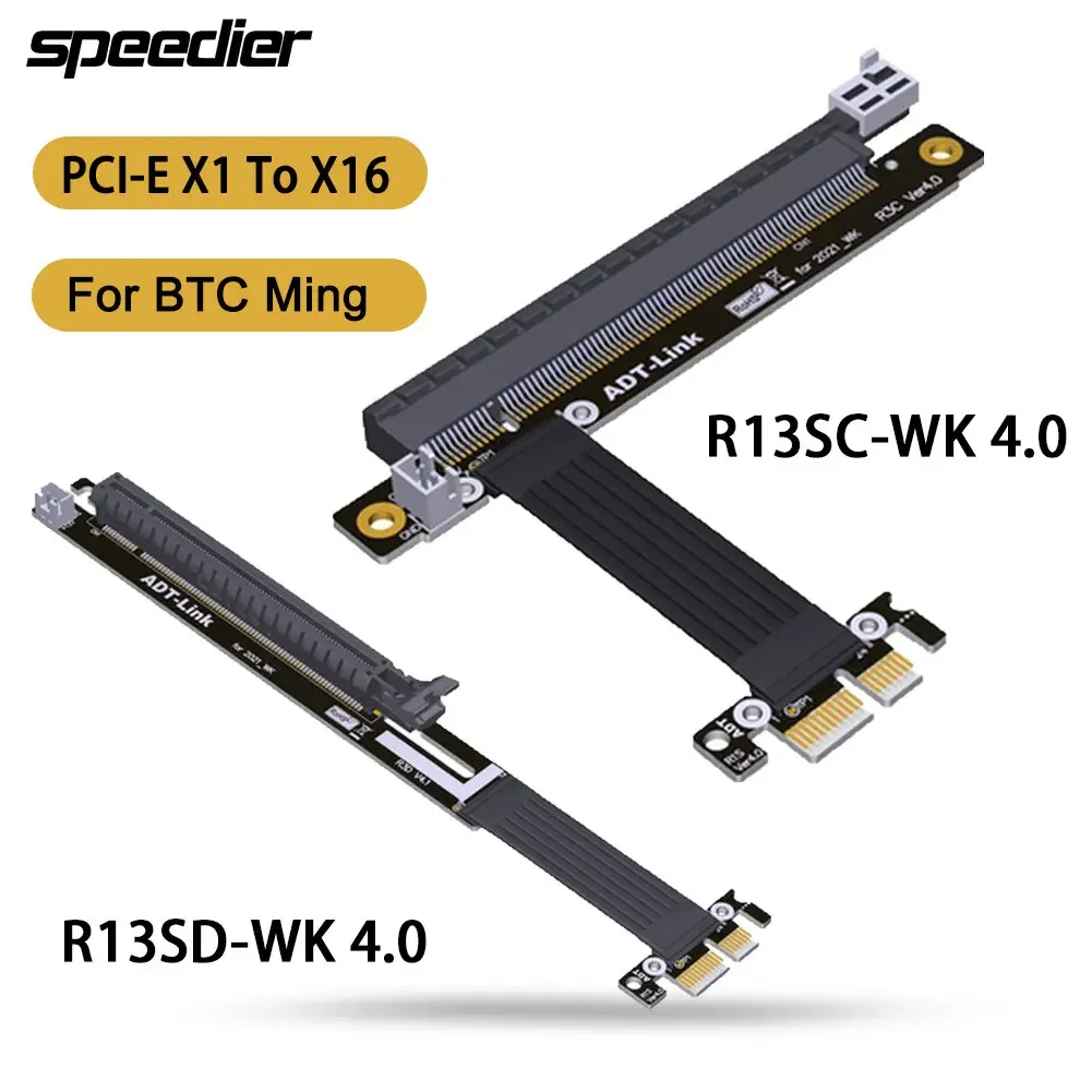 ADT PCI Express PCIe 4.0 X1 do X16 Przedłużacz GPU PCI-E 3.0 1x 16x dla BTC Mining R13SC-WK-4.0 R13SD-WK-4.0