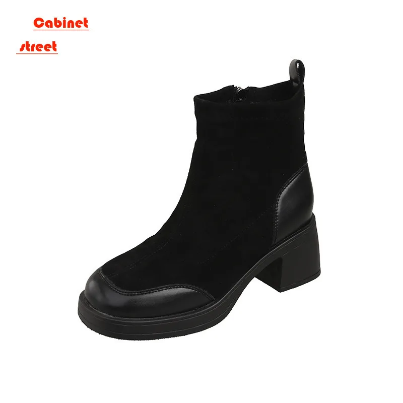 

British Short Tube Thick Soled Martiner For Women In 2024, New Western-Style Spring Autumn Trendy Cool Single That Increase