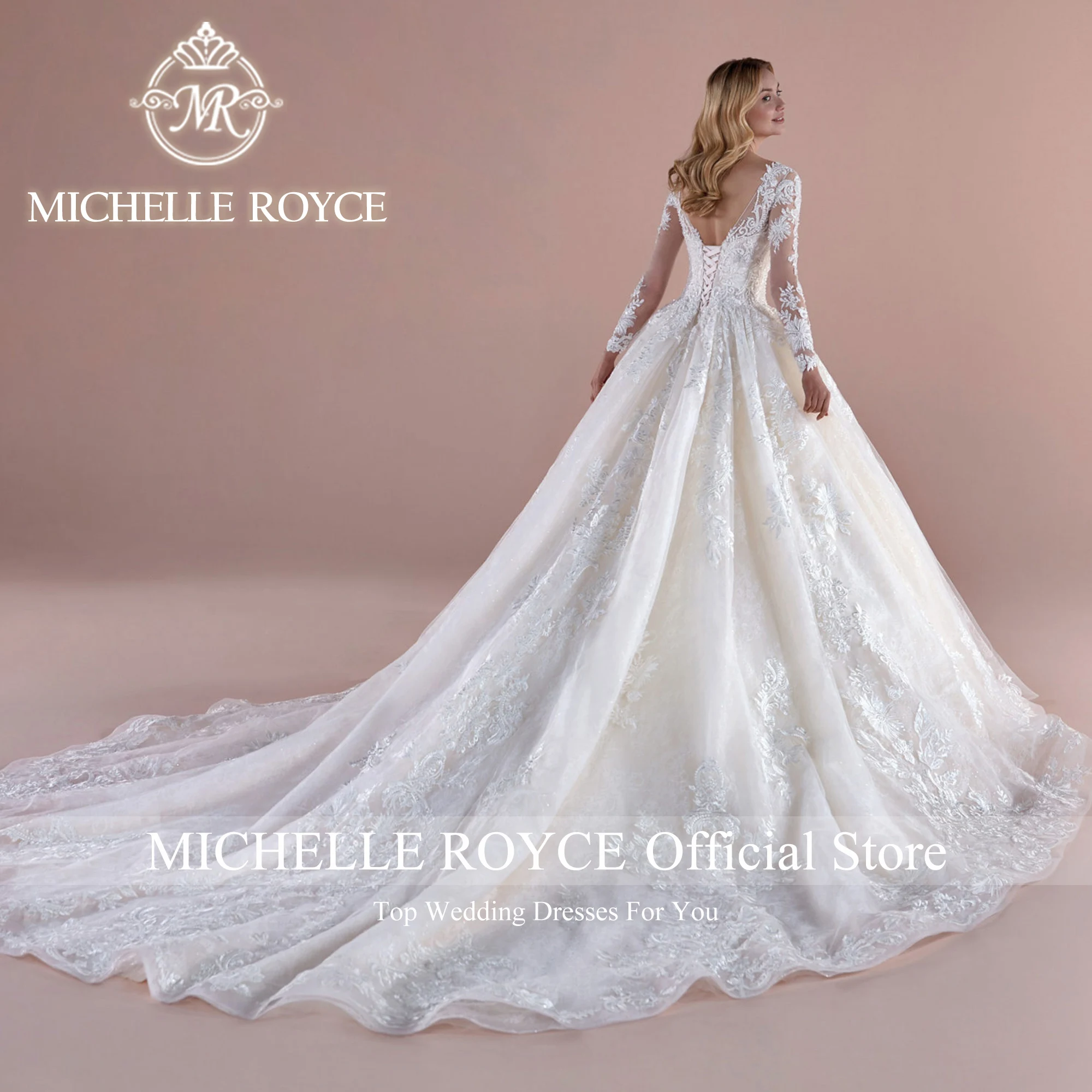 Michelle Royce Ball Gown Wedding Dresses For Women 2024 Fairy Long Sleeve Appliques Wedding Gown High Quality Vestidos De Novia