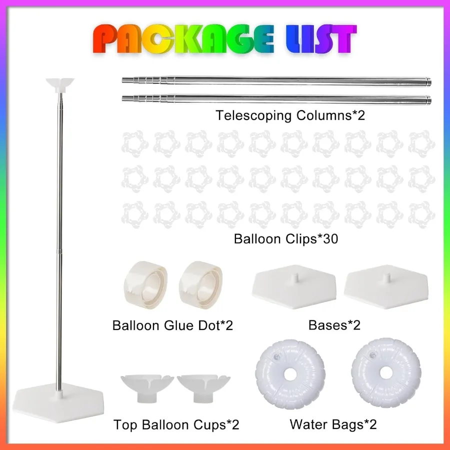 Balloon Stand Kit Set of 2 7 Feet Adjustable Balloon Column Stand for Floor Reusable Metal Telescopic Balloon Stands for Floor