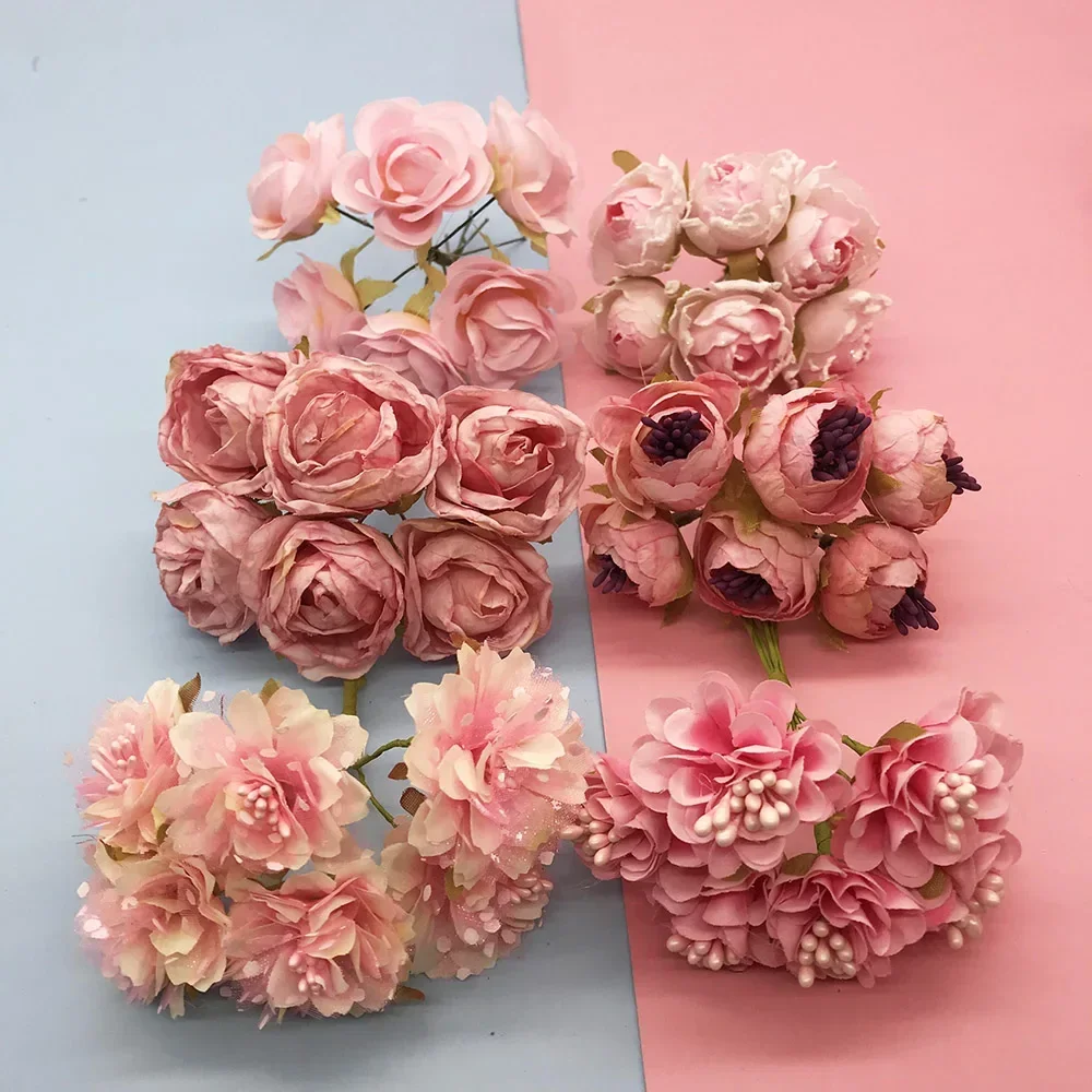 Hot Sale High Quality Artificial Fabric Rose Small Bouquet Wedding Decoration Artificial Flower Beautiful Flower Stamen