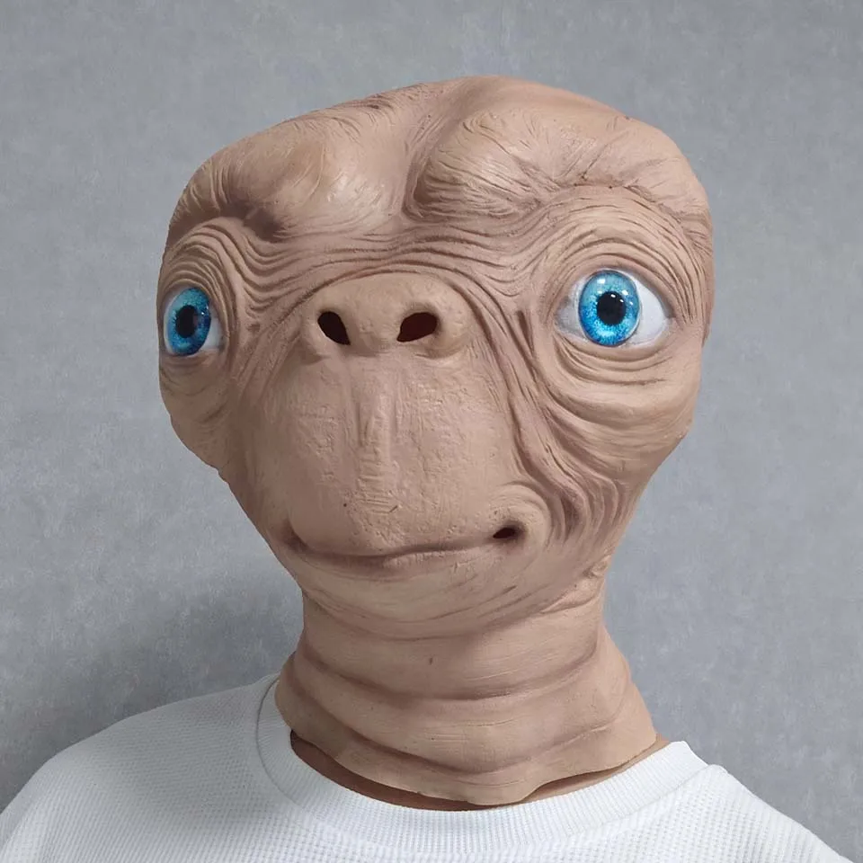 Máscara de látex realista de extraterrestre ET para Halloween, carnaval, fiesta, película E.T. El Cosplay Espeluznante de E.T. (Extraterrestre) Máscara de Cabeza Completa de Alienígena
