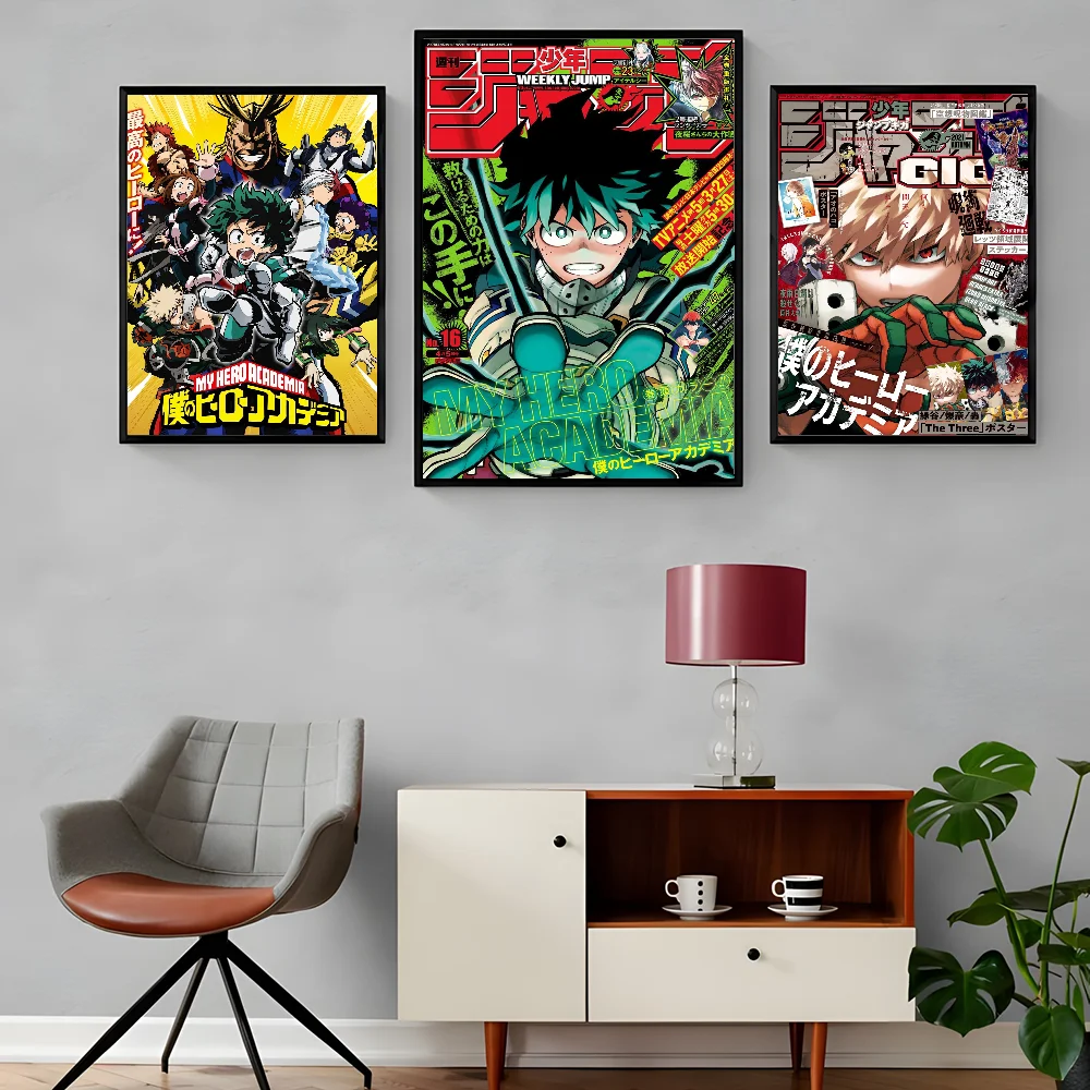 أنيمي Midoriya Izuku بطلي الأكاديمية ملصق رائع مقاوم للماء جدار الفن الفيلم الملصقات لغرفة المعيشة غرفة الرجعية ديكور هدية