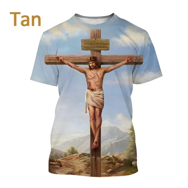 New Christian Faith Blessing Casual T Shirt Men\'s Cool Jesus Harajuku Print Streetwear Top Cross Short-sleeved T Shirt