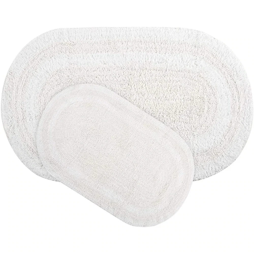 Cotton Double Bath Mat White 60x90 + 40x60 cm