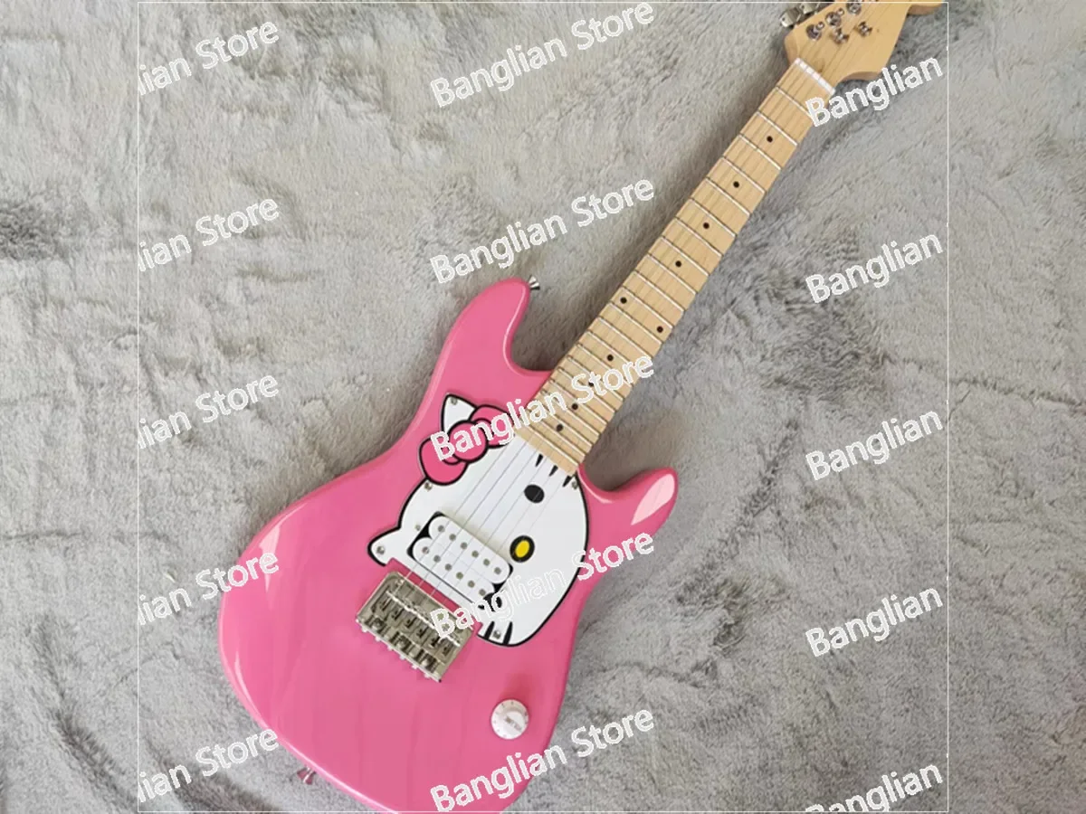 Mini Pink Electric Guitar Redwood Body Maple Fingerboard S278 Scale Length 520mm, Total Length 80cm