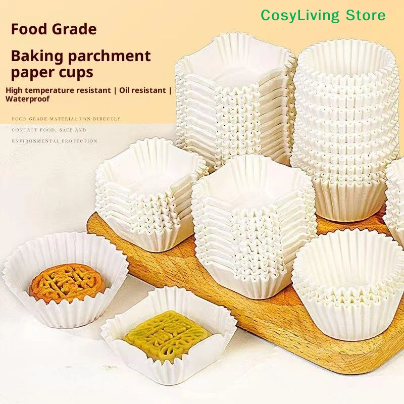 100/250Pcs Square Paper Brownie Liner Mooncake Paper Holder Xue Meiniang Paper Tray Oil Proof Cup Medium Size 45/50/55/62mm