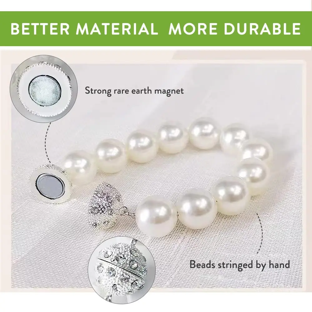 2er-Pack magnetische Vorhang-Raffhalter im eleganten Perlen-Design, vielseitige Vorhänge-Raffhalter für stilvolle Raumdekoration, vernickelter Griff