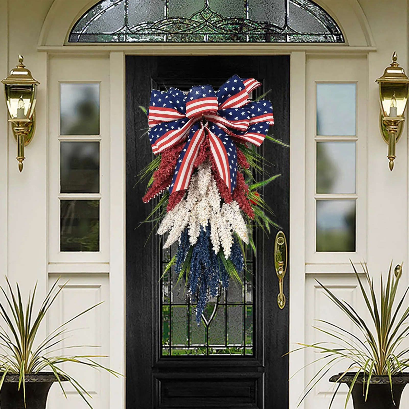 Front Door Independence Day Wreath Memorial Day Wreath Day Wreath Ornament Home Pendant Porch Outdoor Home Decor Decoration Home