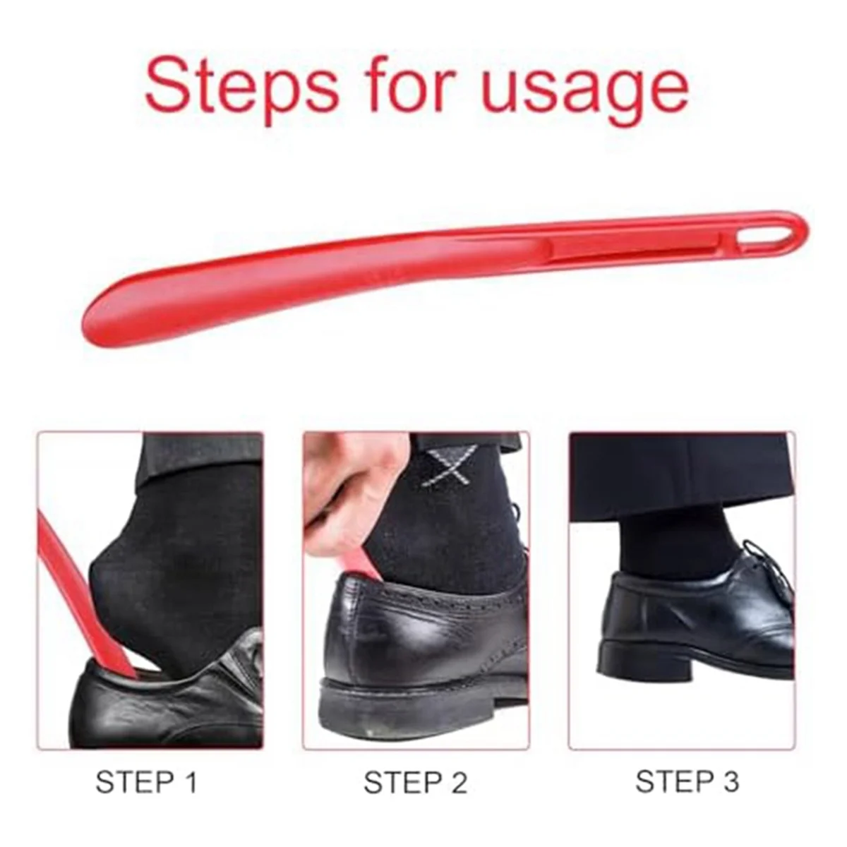 Shoehorn - 25 cm - Short Handle - Very Stable - with Hanging Hole - Ergonomic Shape - Suitable for Men, Women, People