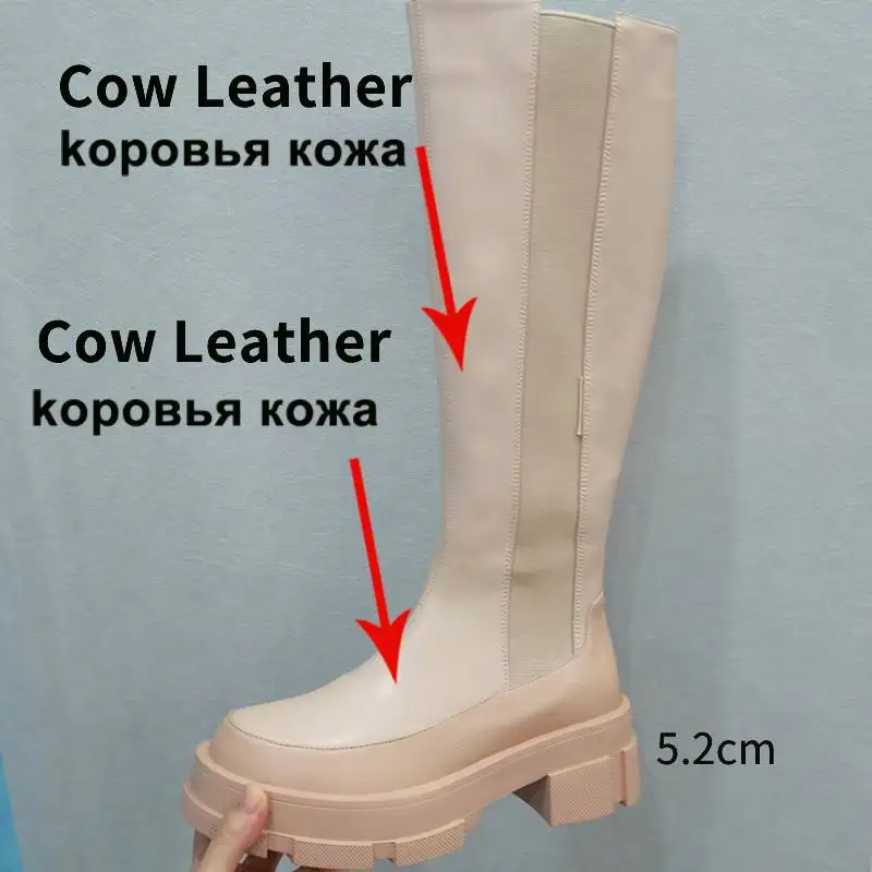 Meotina marca designer botas femininas de couro genuíno joelho botas altas plataforma chunky calcanhar equitação botas zíper outono inverno branco