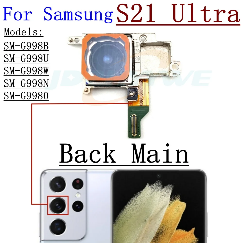 Front Back Camera For Samsung Galaxy S21 Ultra G998 Selfie Frontal Backside Main Rear Facing Camera Module Flex Parts