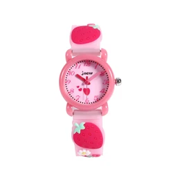 Cute Strawberry Japanese Movement Waterproof Quartz Children's Watch Soft 3D Owl Silicone Strap Boys and Girls' Watch