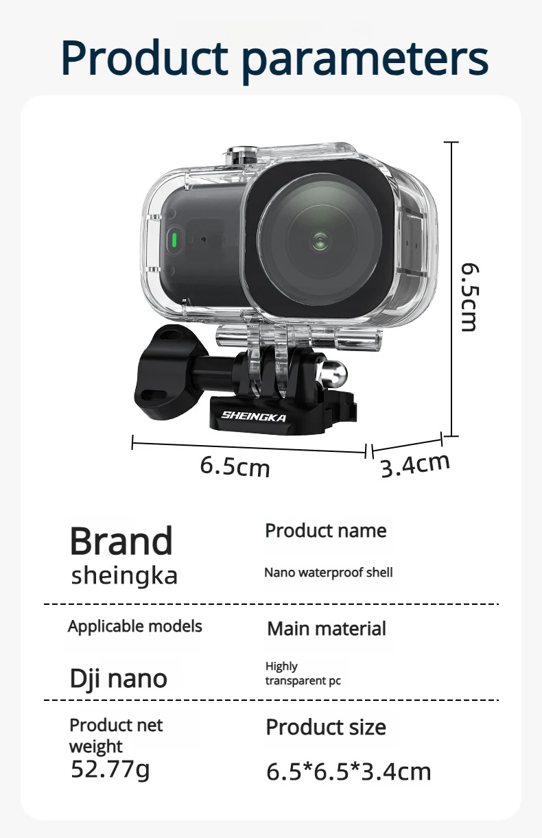 Professionelles 45M Tauch-Wasserdichtgehäuse für DJI Osmo Nano Thumb Action-Kamera Sturzsicheres Unterwasser-Schutzgehäuse – Detail 11