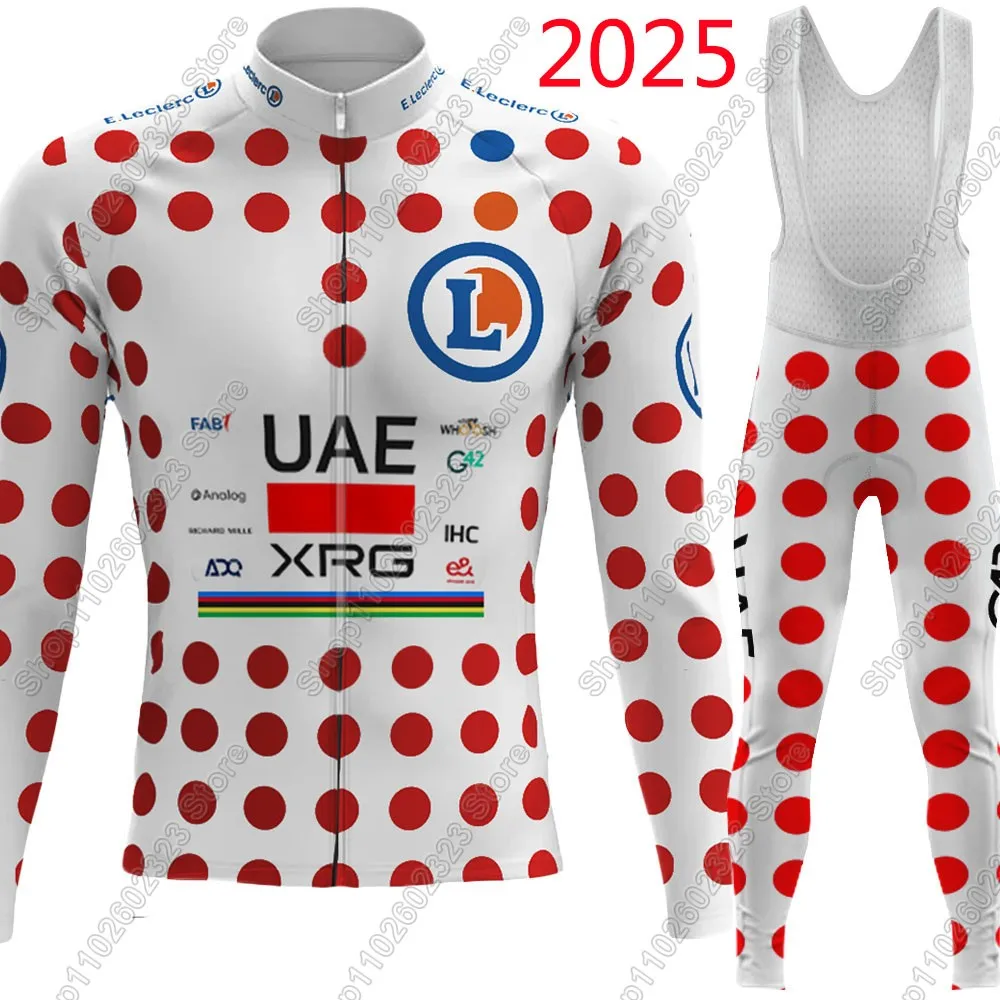 

Комплект велосипедного трикотажа France Tour UAE Team 2025 года, летняя зимняя одежда, мужские брюки с длинным рукавом для горного велосипеда, дорожные брюки, нагрудник Ropa Ciclismo