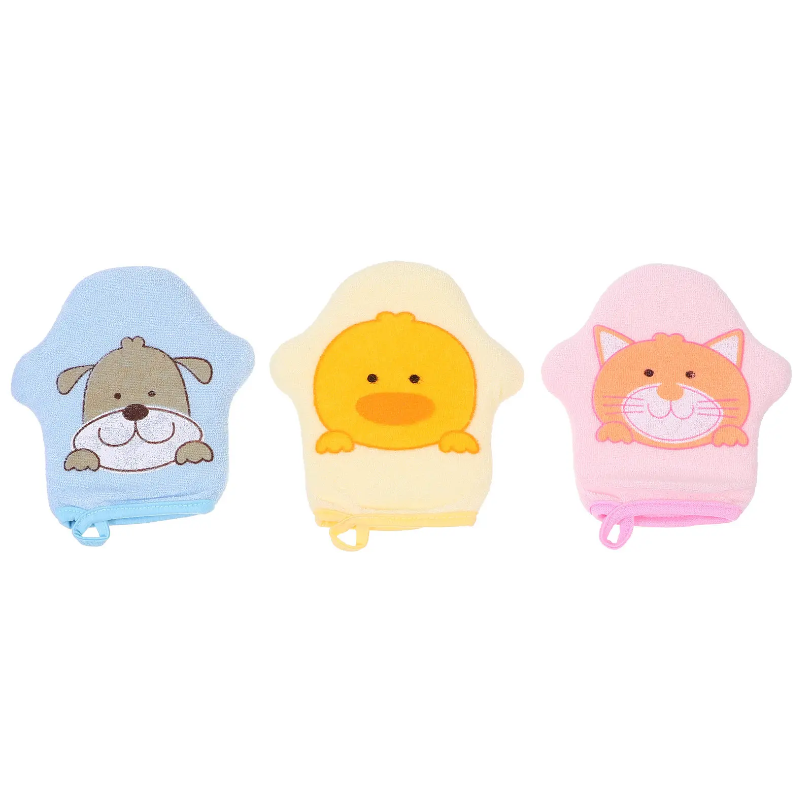 3Pcs Baby Shower Scrubber Gloves Double-Sided Lightweight Compact Bath Mitts for Kids Foaming Soap Dispenser Bathing Accessories