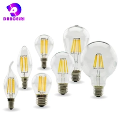 Retro Edison E27 E14 LED Filament Bulb Lamp 220V-240V Light Bulb C35 G45 A60 ST64 G80 G95 G125 Glass Bulb Vintage Candle Light