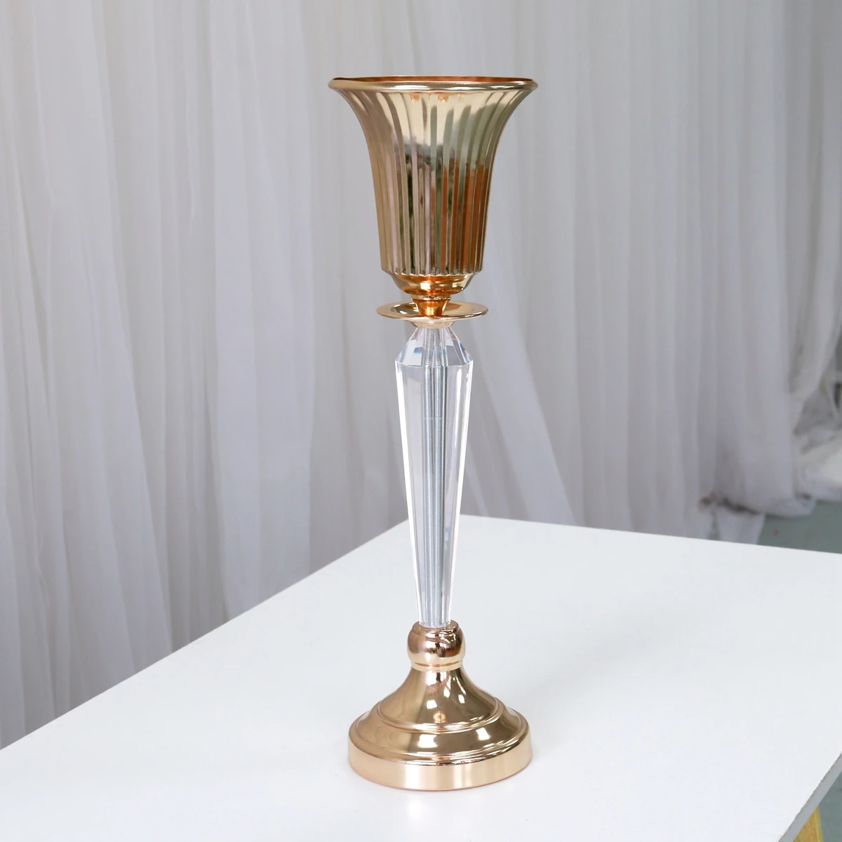 

10pcs )Tall 60cm/50cm/70cm/80cm/Wedding Centerpiece Flower Display Stand Luxury Gold Color Table Decoration Plating Flower Stand