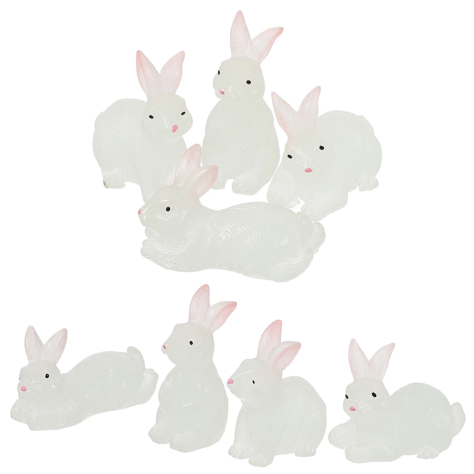 

8pcs Glow Statues for Garden Decor Micro L Night Light Desktop Outdoor Statue naments Bunny Figurines