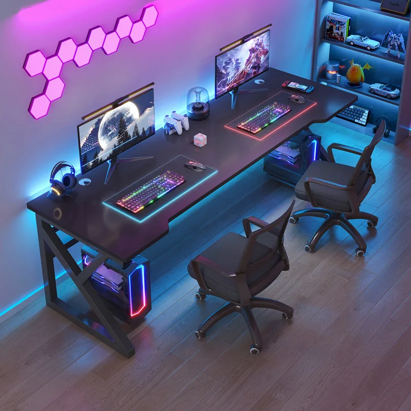 

Desk Double Computer Desk Desktop Bedroom Household Modern Simple Board Table And Chair Combination Set E-sports Table