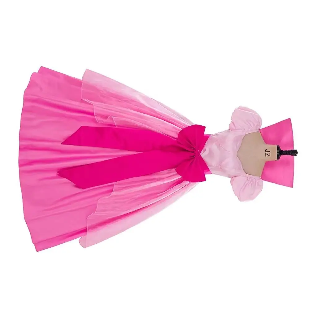 

Anime Frog Cosplay Princess Costume Women Fantasia Pink Dress with Bow Halloween Carnival Party Comic Con Charlotte Ball Gown