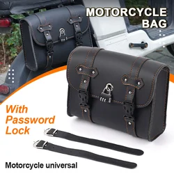 Motorcycle Waterproof Saddlebag With Password Lock Anti-theft Tool Bag Leather Bag for Harley Sportster XL883 XL1200 Universal