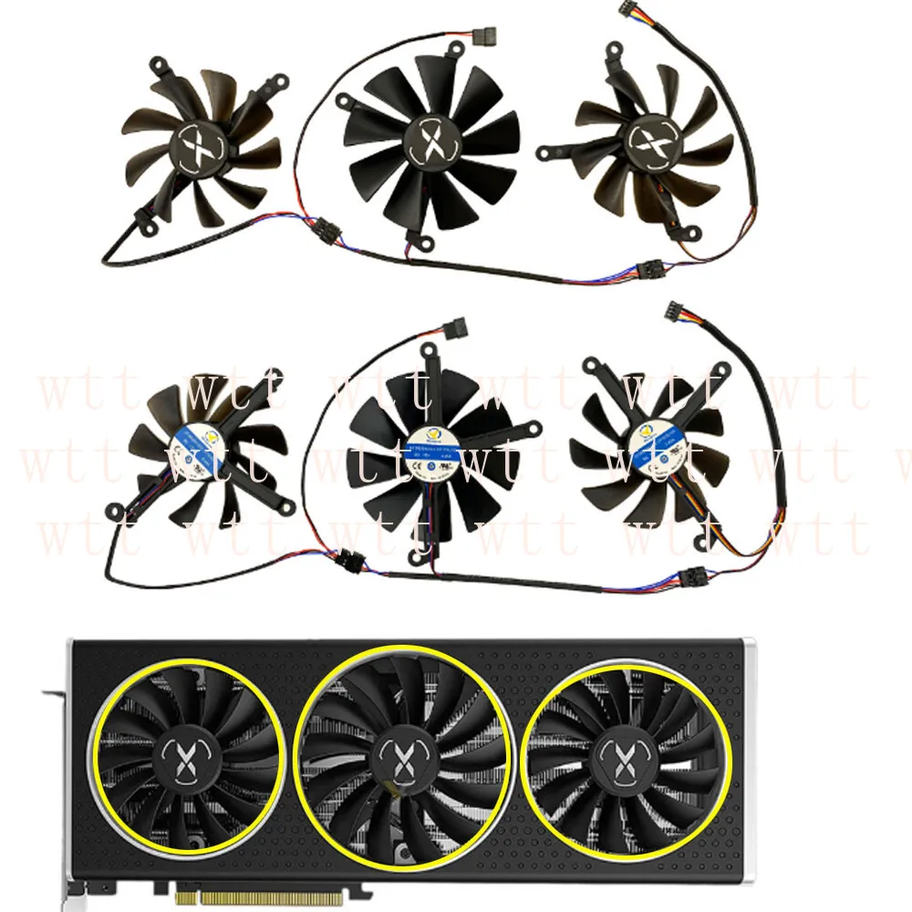 

Вентилятор охлаждения видеокарты для XFX RX6700 6700XT 6750XT QICK/MERC Вентилятор охлаждения