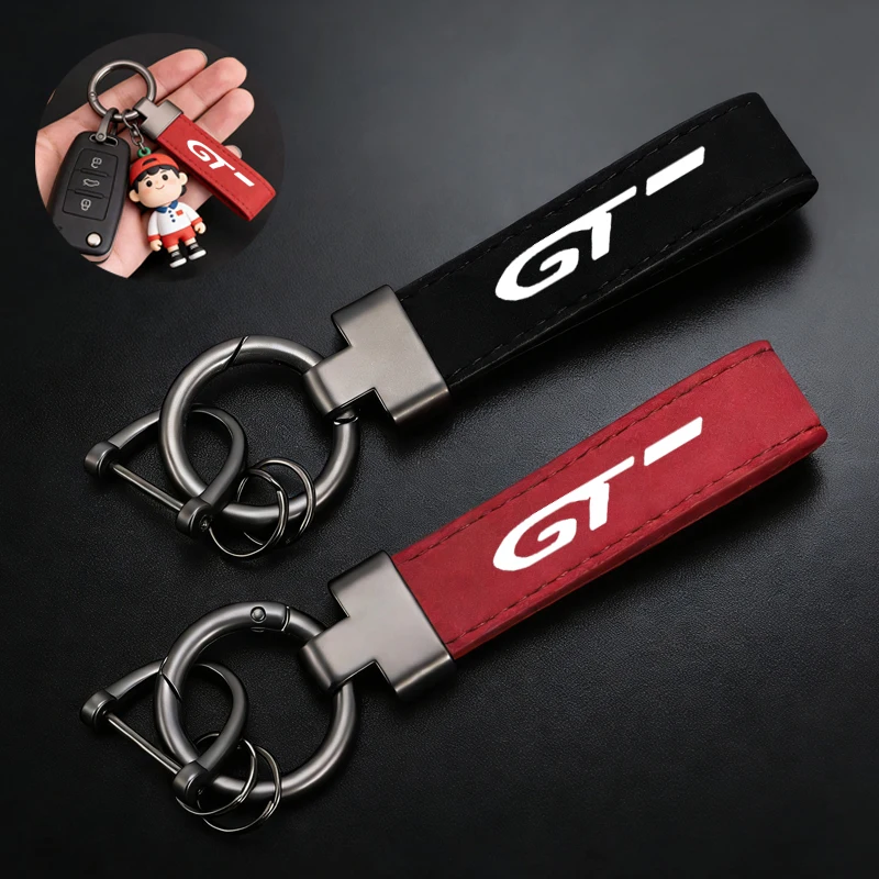 Hochwertiger Schlüsselanhänger aus Leder und Wildleder für Peugeot GT GTline 3008 308 T9 208 508 2008 Rifter 5008 207 206 408