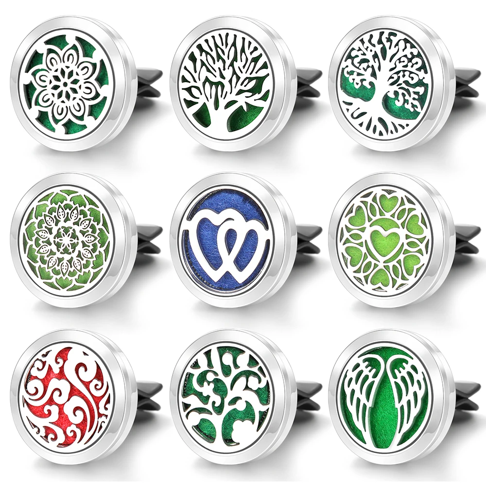 

New Car Aromatherapy Tree Of Life Diffuser Air Outlet Freshener Clip Essential Oil Perfume Lockets Pendant Jewelry Accessories