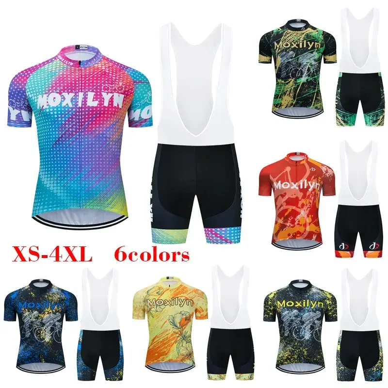 

Men's Bike Clothing Set Cycling Jerseys Road Bicycle Shirts Kit Bib Shorts Quick-Dry Full Zipper Riding Clothes Anti-UV Bicycle