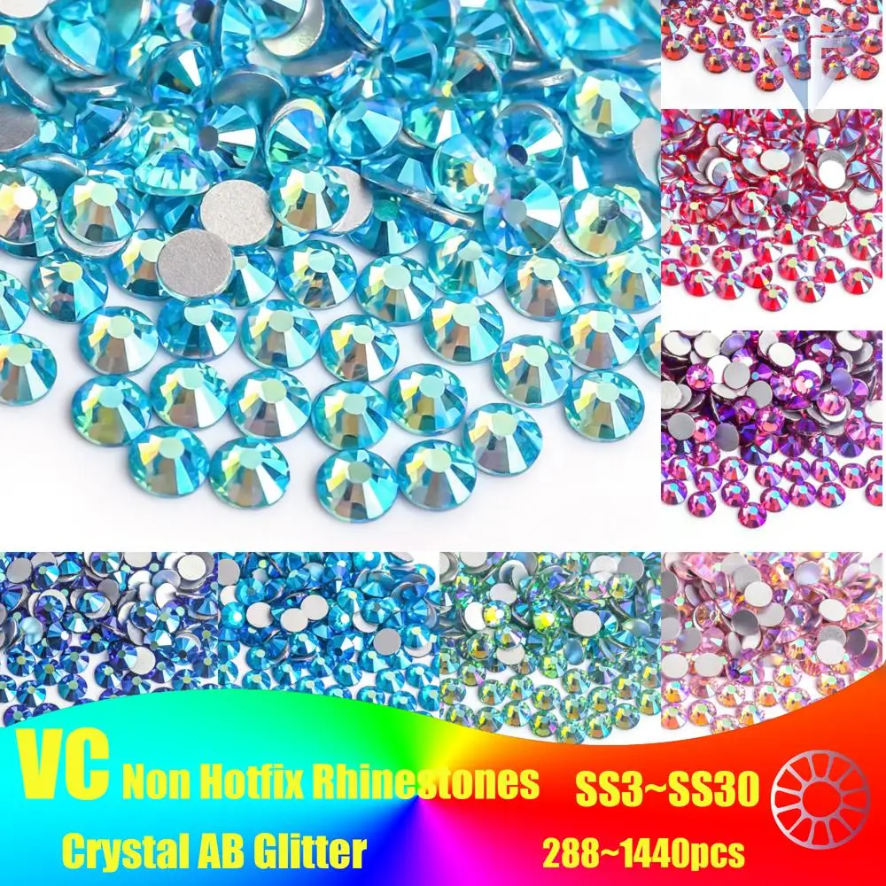 White Crystal AB Stones Strass Flatback Glass Diamond Design Glitter Rhinestones For Manicure Nail Art Decoration