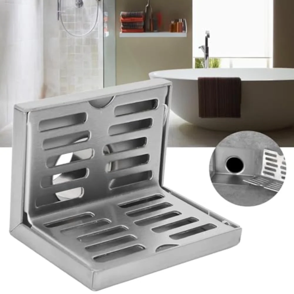 L Shaped Wall Mounted Floor Drain Stainless Steel 304 for Terrace and Side Drainage Suitable for 50mm Pipe Connection