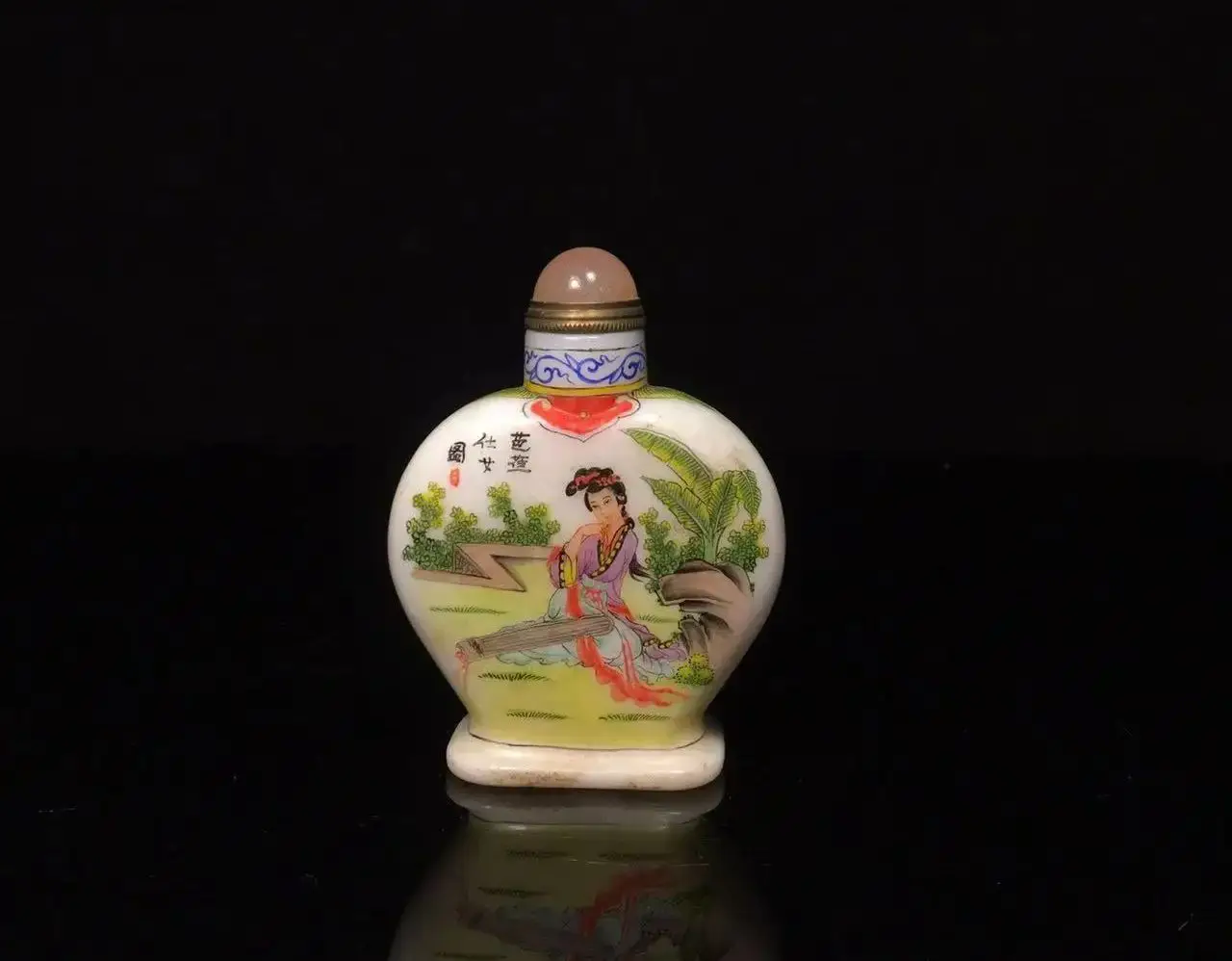 Rare Qing Dynasty  CHINESE Old colour glass  PAINTING SNUFF BOTTLE,striking beauty,Free shipping