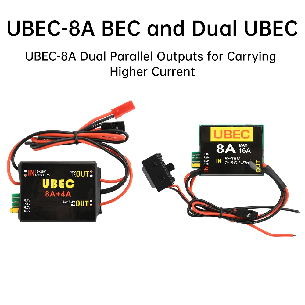 2S-6S 6-36V UBEC-8A BEC & DUAL UBEC 8A /16A 5.2/6.0/7.4V/8.4V Servo Separate Power Supply for RC Car Fix-Wing Airplane Robot Arm