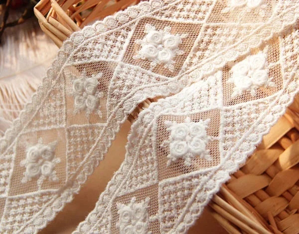 Width:5.0cm (2 Inch) Elegant Rose Mesh Embroidery Lace Embroidered Lace for Scarpbookin DIY(ss-636)