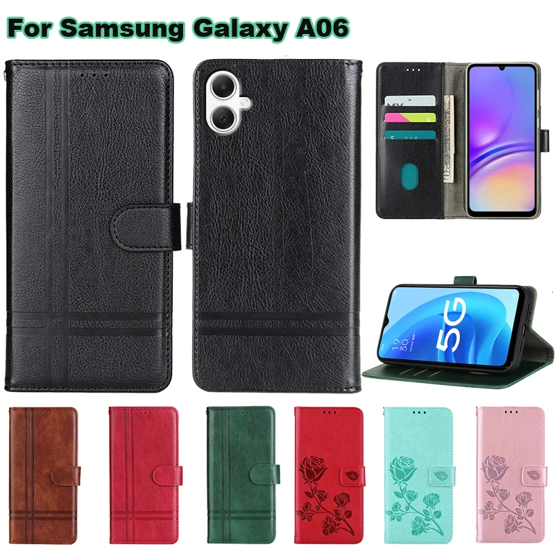 For Fundas Samsung Galaxy A06 SM-A065F Case Wallet Coque Phone Cover For Carcasas Samsung Galaxy A05 Mujuer Hoesje SM-A055F 6.7