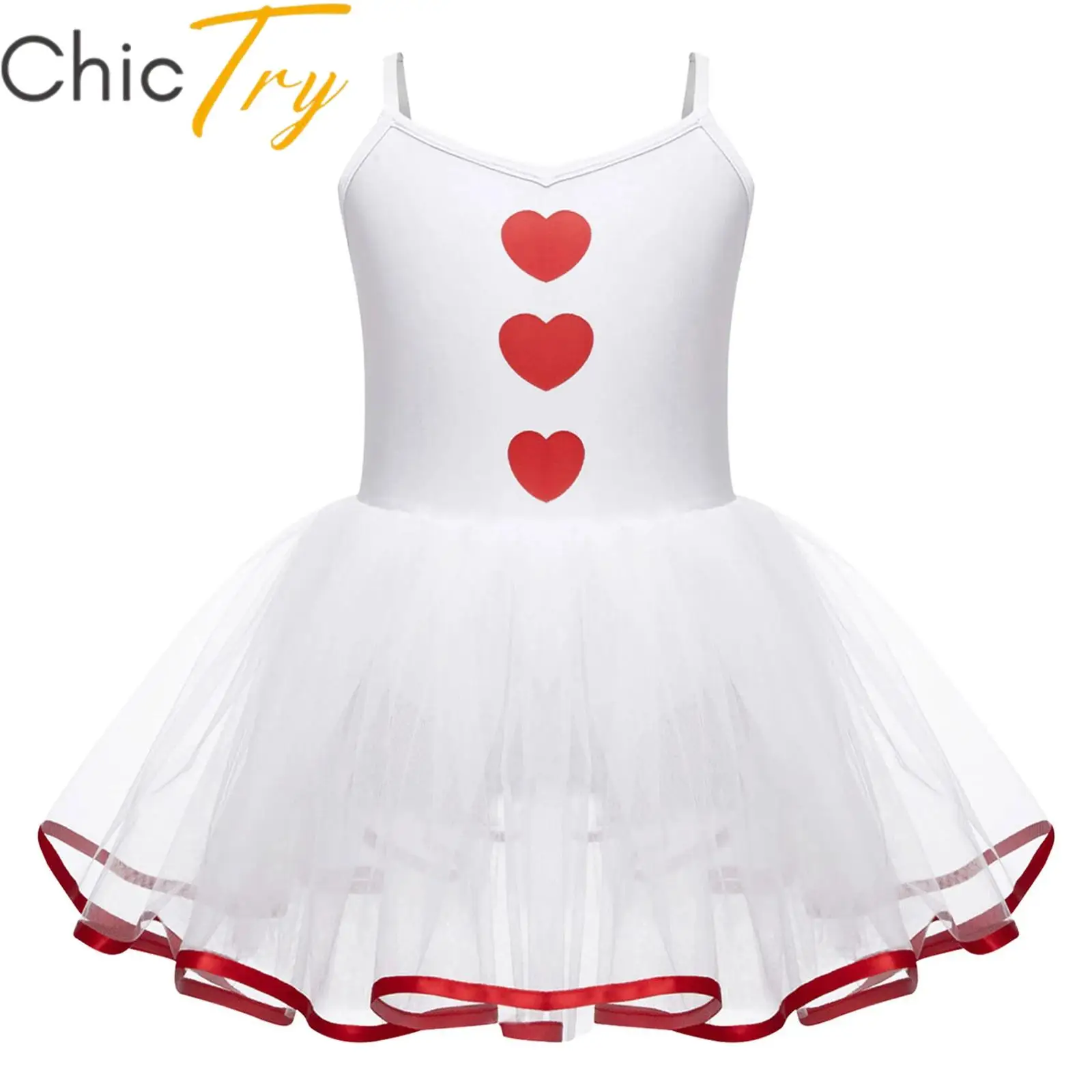

Kids Girls Cupid Costume Cosplay Dress Adjustable Straps Heart Print Mesh Leotard Dress Halloween Role Play Carnival Dress Up