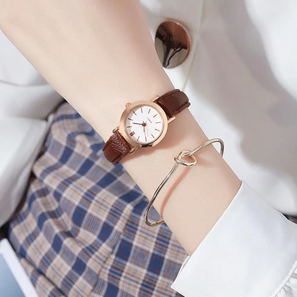 Women Casual Leather Strap Small Quartz Watch Jam Tangan Wanita Prempuan