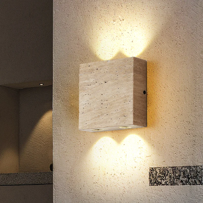 Lámpara de pared de piedra Natural para decoración de habitación, focos cuadrados, luces de pared G9 COB, candelabro Led para decoración de