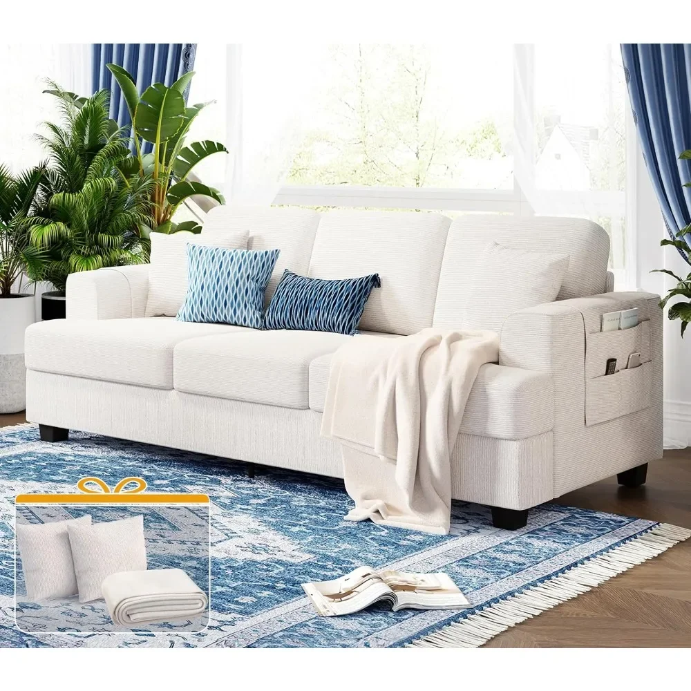 

Modern Sofa 89" with Throw Pillow, Deep Seat Sofa, Couches for Living Room, Comfy Sofa, Sleeper Couch, Chenille sofa bed