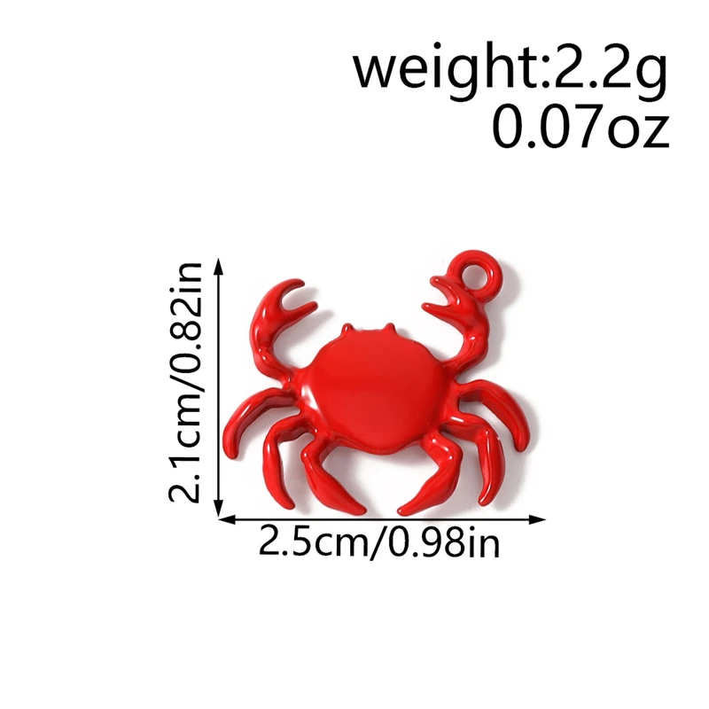 5 Stück 25 x 21 mm Cartoon-Anhänger mit buntem Emaille-Krabbenmotiv, passend für Halsketten, Ohrringe, Armbänder, DIY-Handwerk, Schmuckherstellung, Zubehör – Detail 1