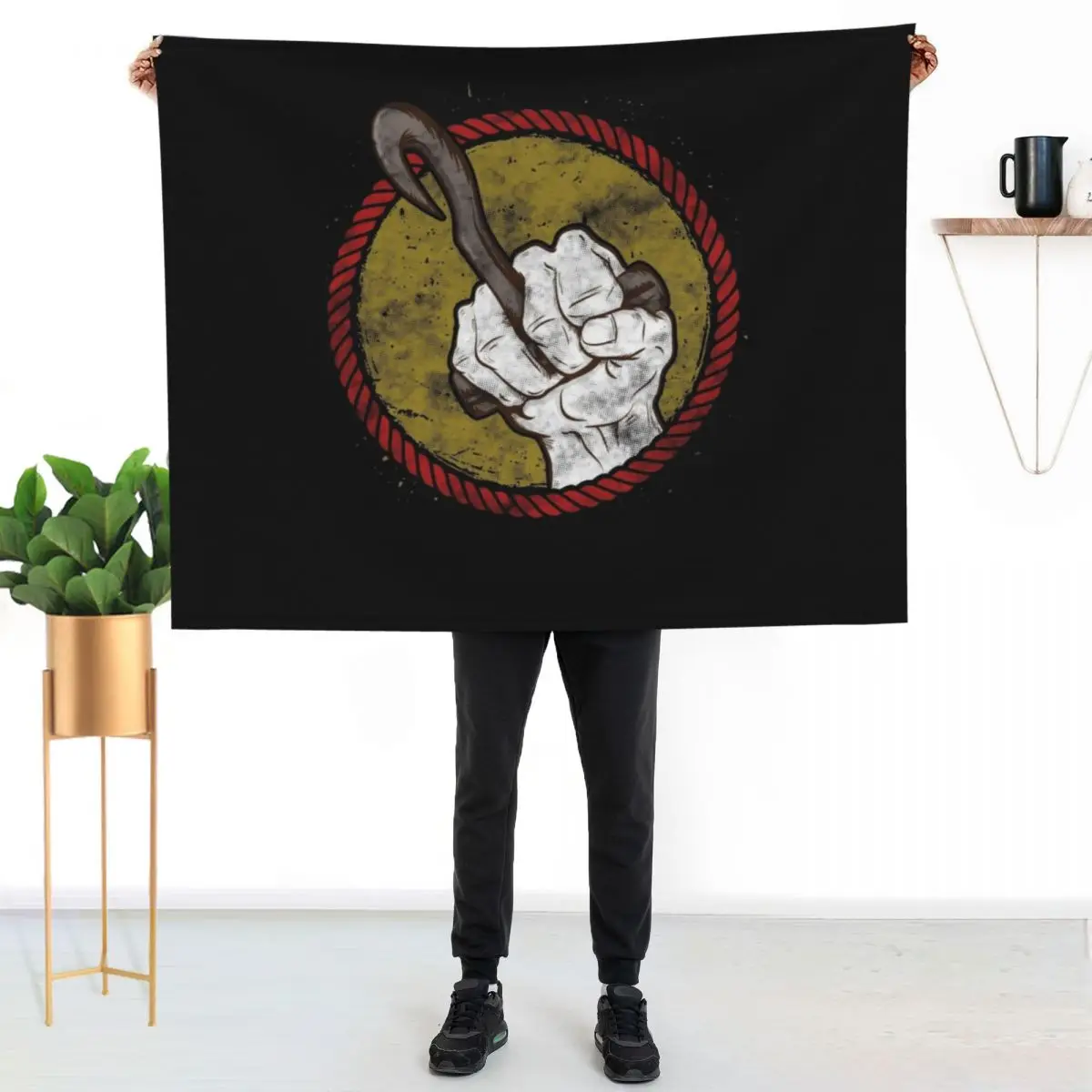 

Longshoreman Hook Graphic Throw Blanket Thin Soft Blanket for Summer Night Sleeping