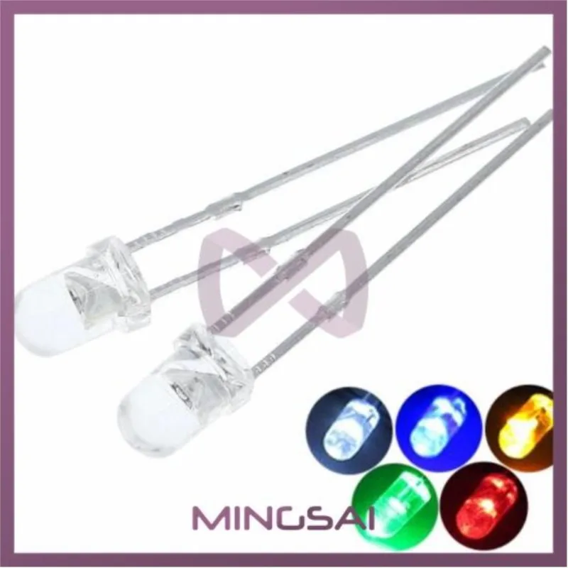 

5Colors x20pcs =100pcs F3 Ultra Bright 3MM Round Water Clear Green/Yellow/Blue/White/Red LED Light Lamp Emitting Diode Dides Kit