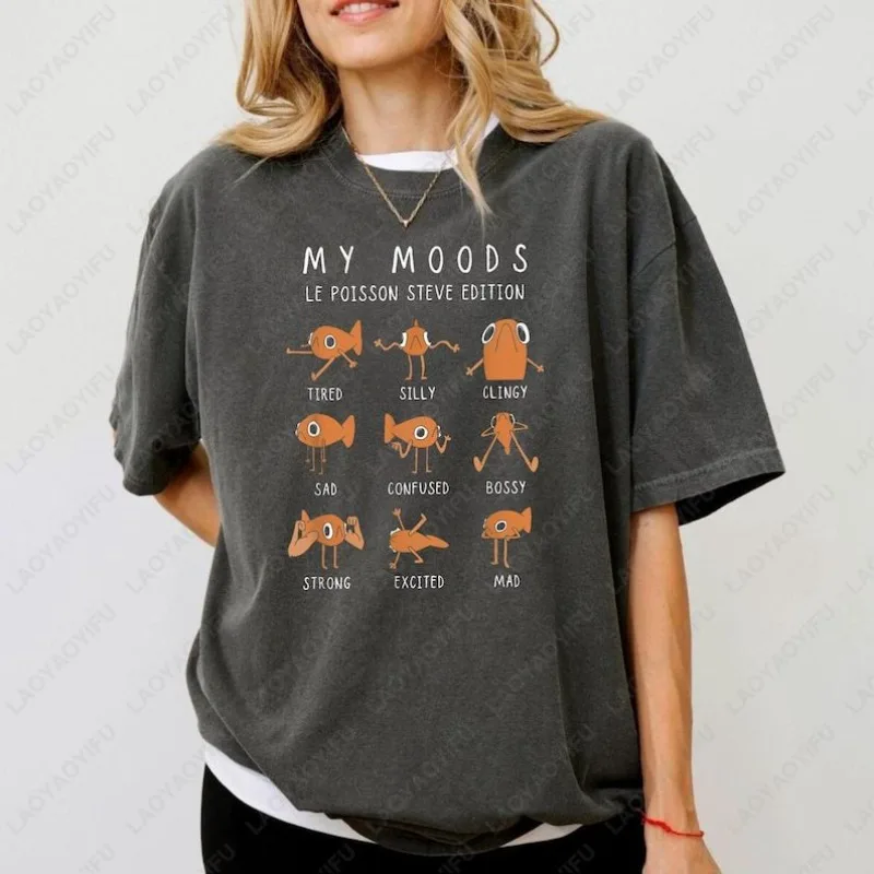 

Le Poisson Steve Funny Fish Woman Cotton T Shirt Fashion Meme Tees Fun Kawaii Gift for Girlfriend Animal Graphic Streetwear Tops