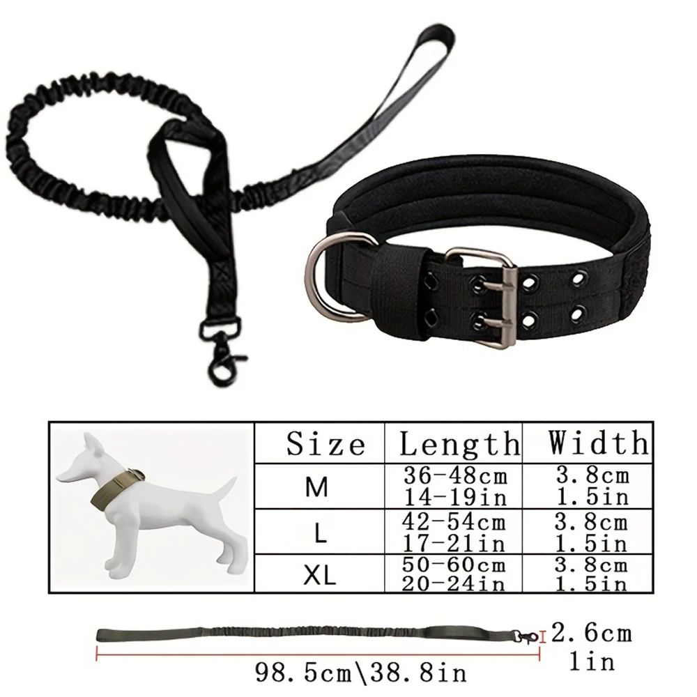 Adjustable in Size, For Medium to Large Dogs, Tactical Hunting dog Collar and Leash