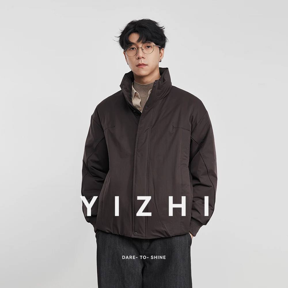 

2025 Winter New White Duck Down Workwear Stand Collar Down Jacket Fashionable Men's Trendy Brand Couple Cold-Proof Warm Jacket