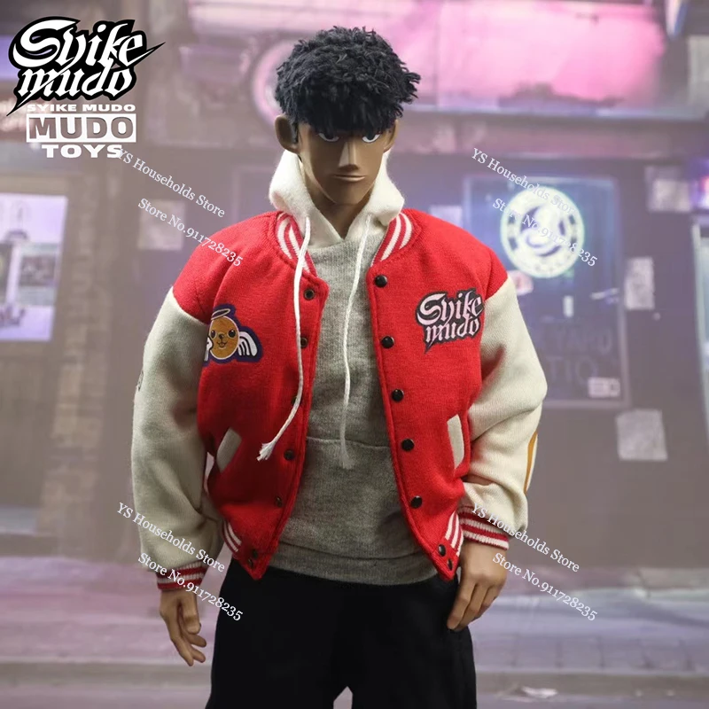 SKM021 1/6 Man Soldier Trendy Baseball Cardigan Jacket Hip Hop Casual Coat Top Clothes Accessory For 12