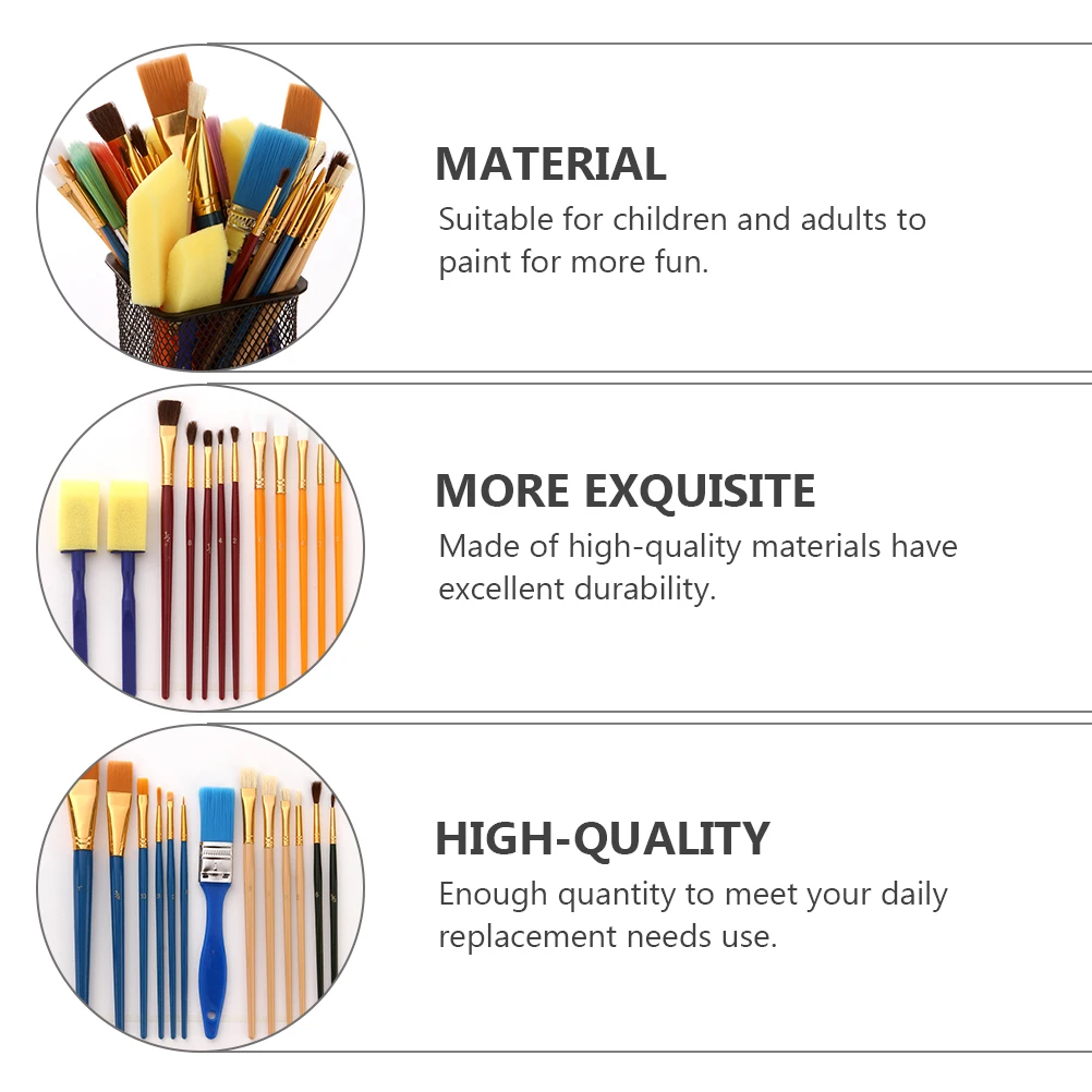 

1Set Painting Brush Set Comfortable Durable Art Supplies Children Drawing Tools for Varnish Acrylic Oil