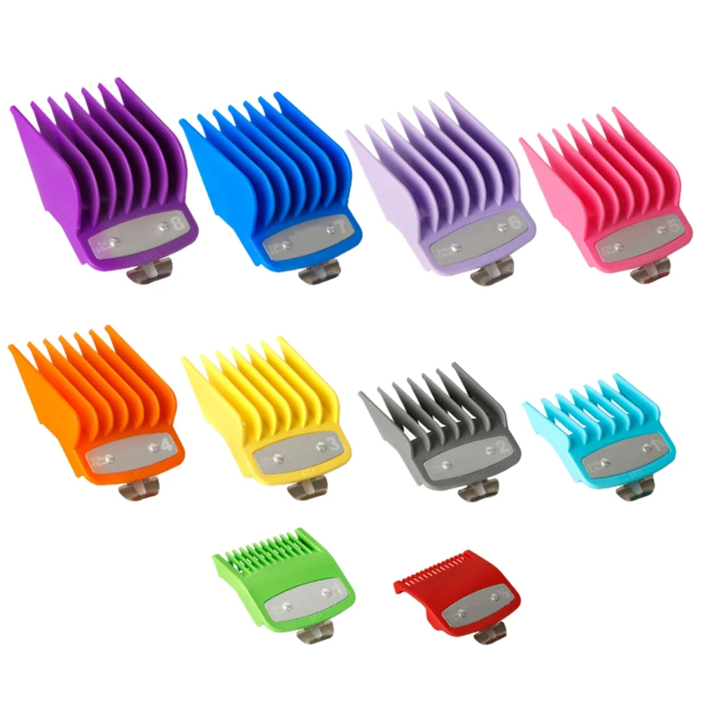 10PCS Clipper Guards for Wahl Clipper, Colored Hair Clipper Cutting Guides with Metal Clip From 1/16 Inch to 1 Inch