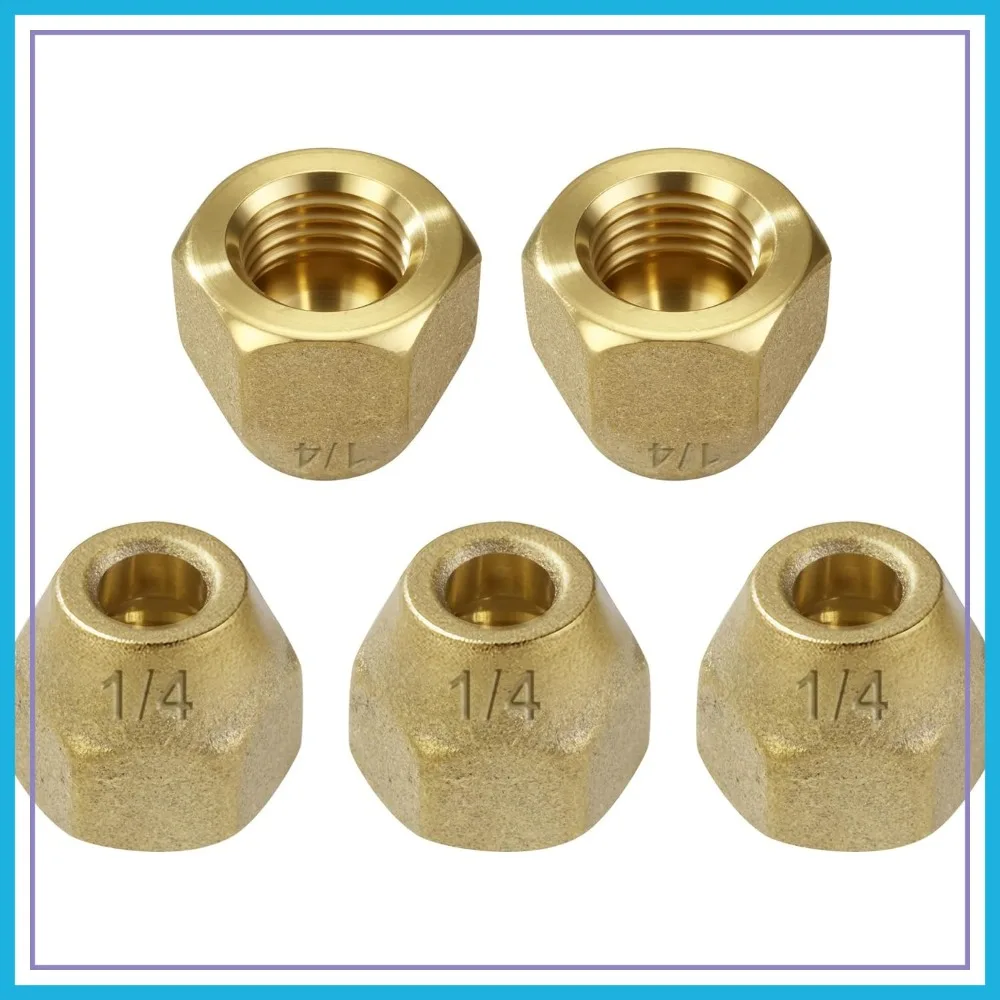 

Premium Brass Flare Nut Set - SAE 45° Flare Tube Fittings for AC & Copper Pipe Extension (1/4", 5 Pack)